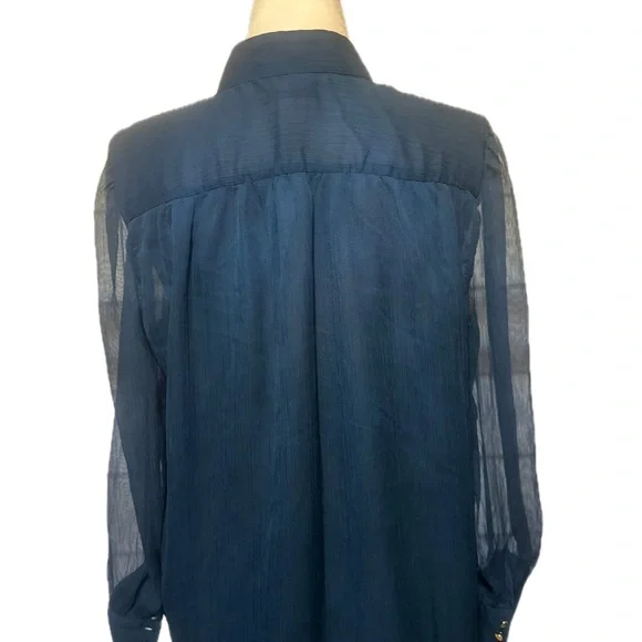 Ann Taylor XL Teal Button Down Blouse - Picture 6 of 7